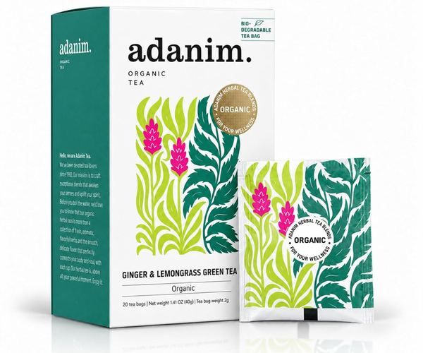 Adanim Bio Lemongrass & Ginger Green tea – 20 Tea Bags