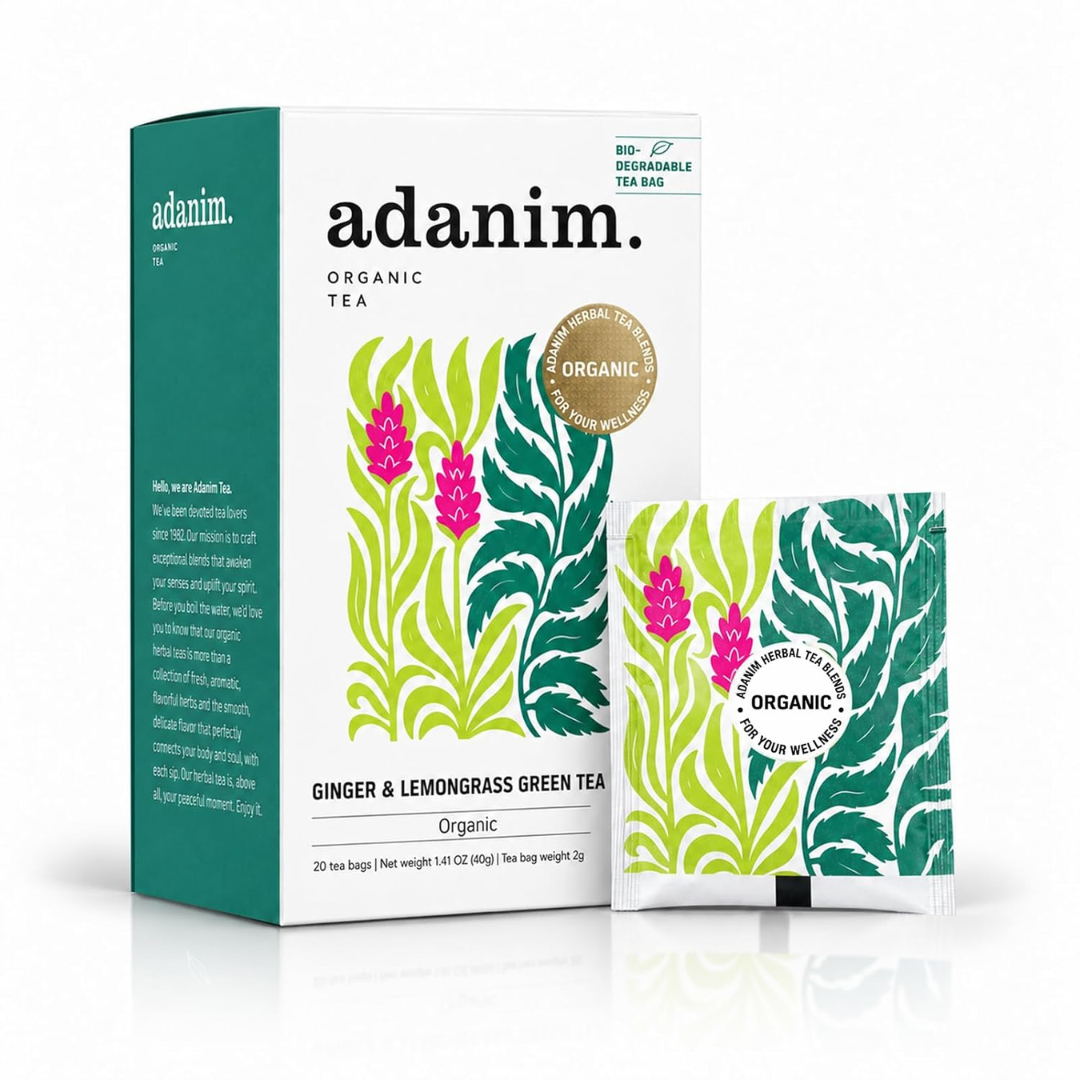 Adanim Bio Lemongrass & Ginger Green tea – 20 Tea Bags