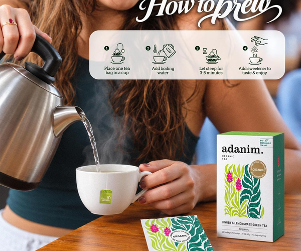 Adanim Bio Lemongrass & Ginger Green tea – 20 Tea Bags