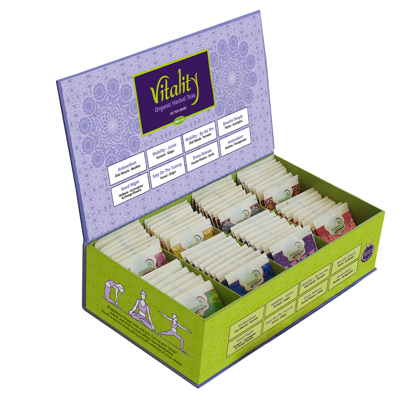 Vitality Organic Herbal Teas (8 Flavors, 64 Tea Bags)