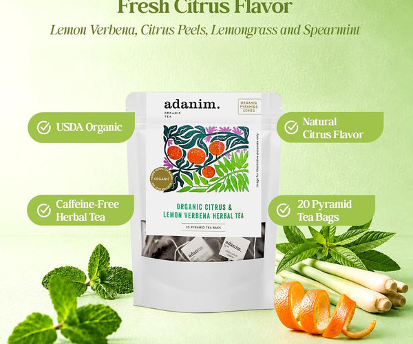 Adanim Bio Organic Citrus and Lemon Verbena Herbal Tea - 20 Tea Bags
