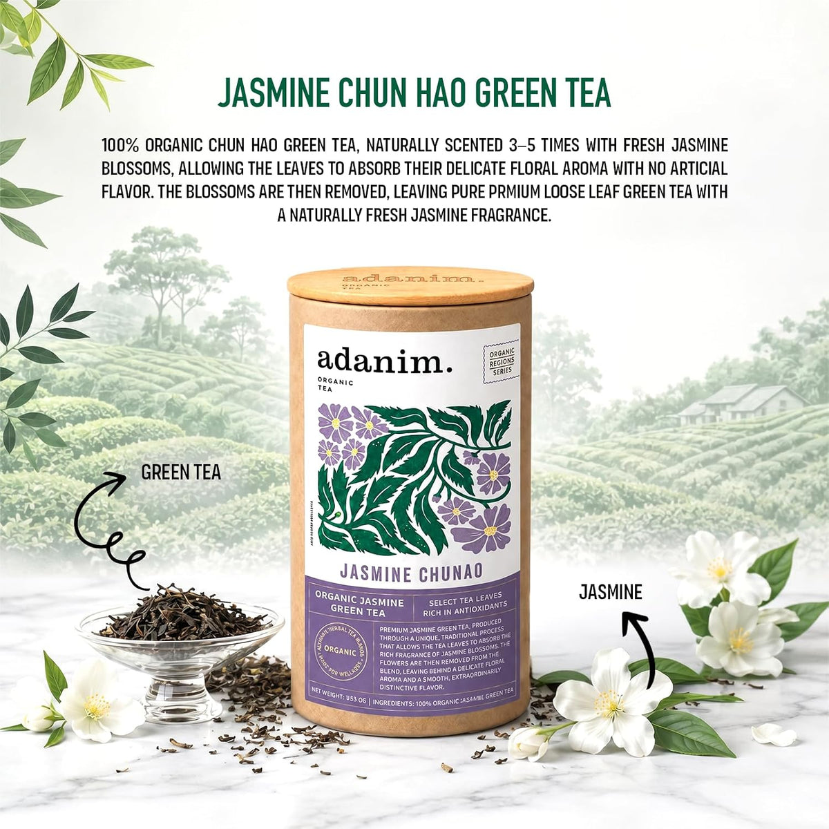 Adanim Bio Jasmine Chunao Green Tea Loose tea