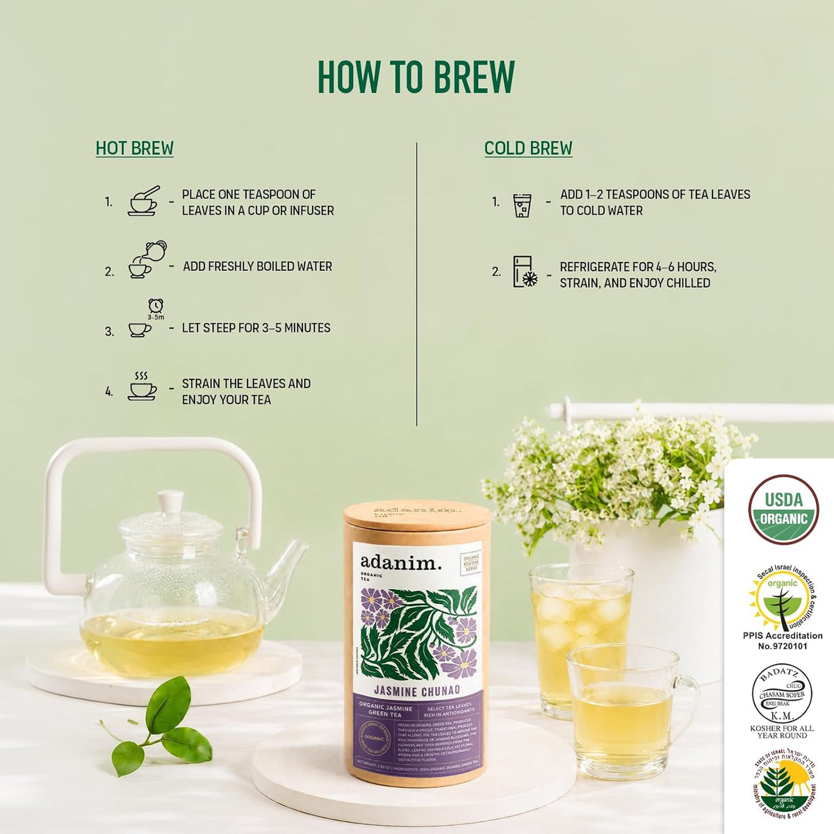 Adanim Bio Jasmine Chunao Green Tea Loose tea